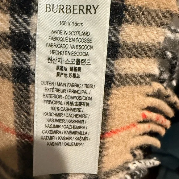Burberry Classic Beige and Red Cashmere Scarf - Picture 3 of 3